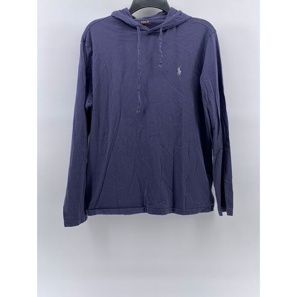 POLO RALPH LAUREN Men's Vintage Navy Blue Hooded Long Sleeve Sweatshirt SZ M - Picture 1 of 11